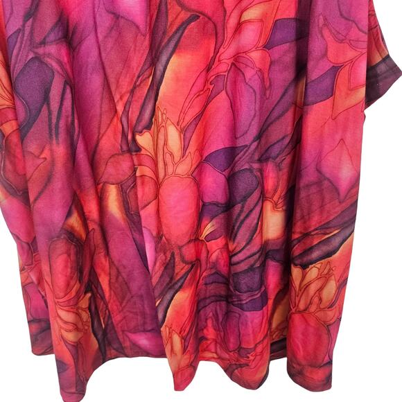 Catherines Blouse Floral Blouse Women 4X Red Sleeveless Blouse Scoop Neck Top - Picture 3 of 6